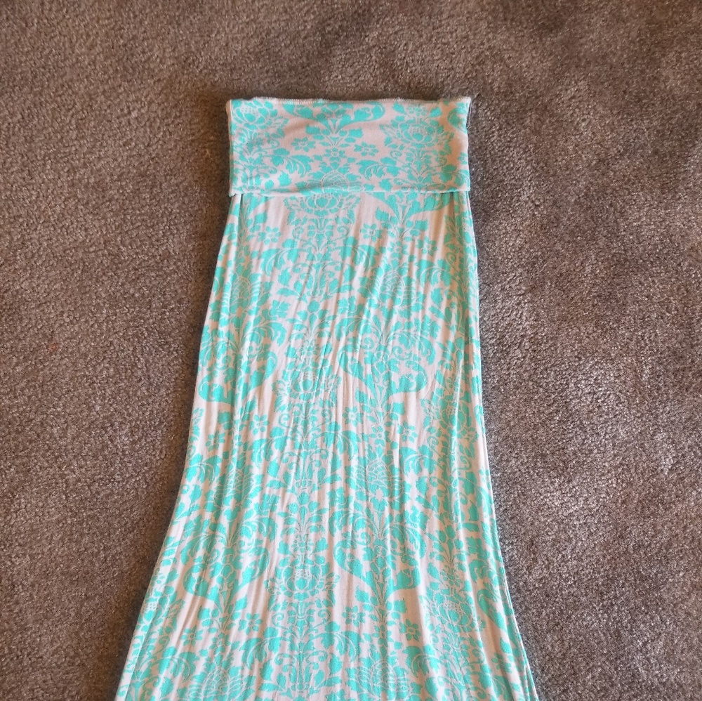 Papaya Long Floor Length Fold Over Maxi Skirt Mint
